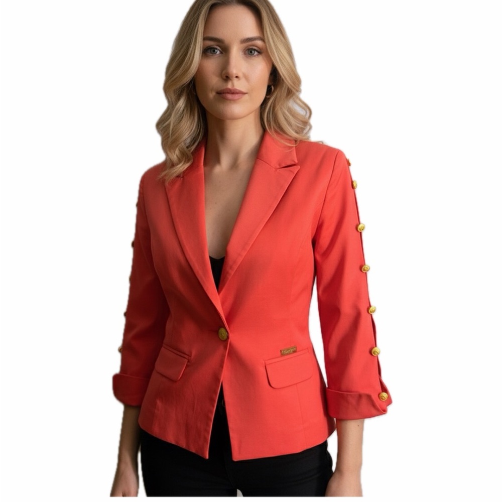 NWOT Single-Breasted Blazer 3/4 Sleeves Notched‎ Lapel One Button Closure Lined